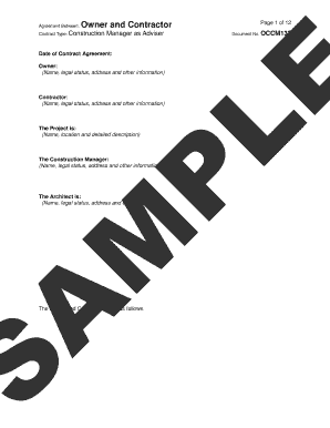 Sub contractor forms - Standard Form of Agreement Between Owner and Contractor CAP101