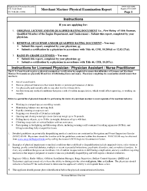 USCG Merchant Mariner Physical Examination Report