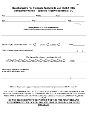 Montgomery GI Bill Selected Reserve Benefits Application