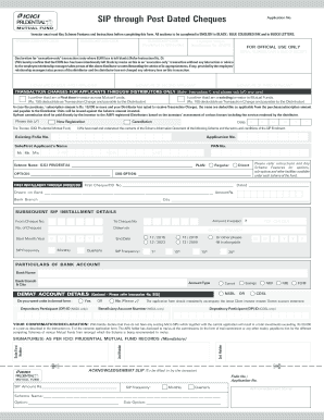 SIP through Post Dated Cheques Application