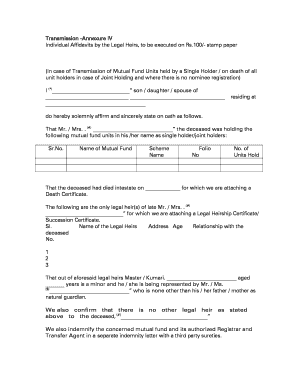Individual Affidavits for Mutual Fund Transmission