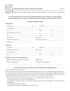 AFL-CIO Employees Federal Credit Union Online Access Application