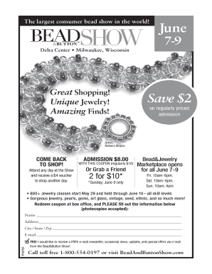 Bead and Button Show Admission Coupon