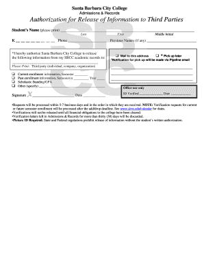 Authorization for Release of Information to Third Parties