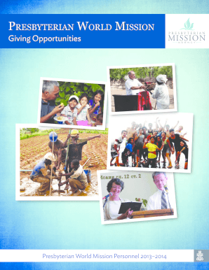 Presbyterian World Mission Personnel Support Form