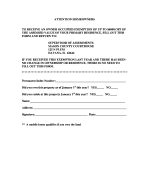 Illinois Owner Occupied Exemption Form