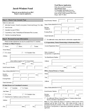 Jacob Wisdom Fund Application