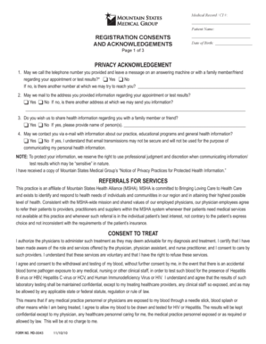 Medical Record Consent and Privacy Acknowledgement Form