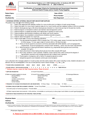 Certification of Coverage for Insulin Pumps