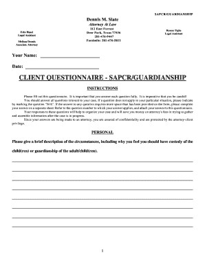 SAPCR/Guardianship Questionnaire