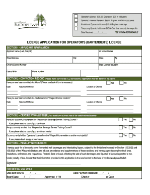 Operator's License Application