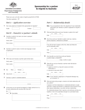 Australia Partner Visa Sponsorship Form 40SP