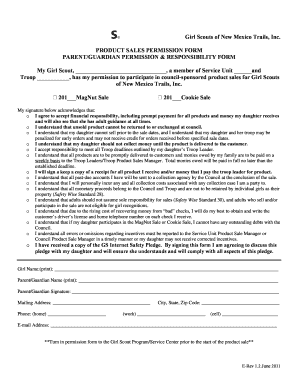 Girl Scouts Product Sales Permission Form