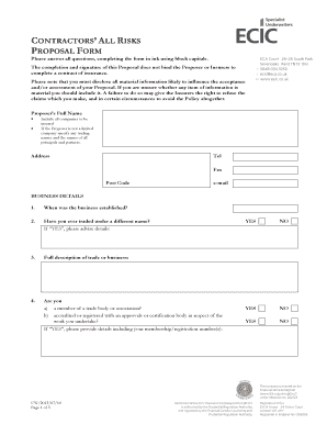 Contractors' All Risks Proposal Form