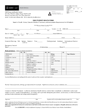 SMU Student Health Form