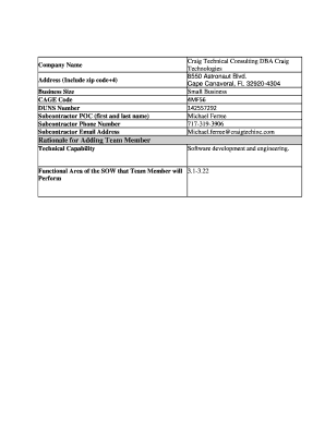 Subcontractor Information Form