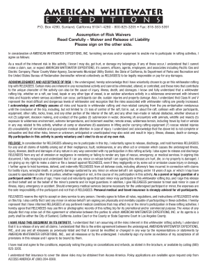 Assumption of Risk Waiver for Whitewater Rafting