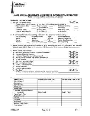 Allied Medical Counselors Supplemental Application