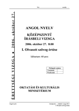 Hungarian English Language Exam Form