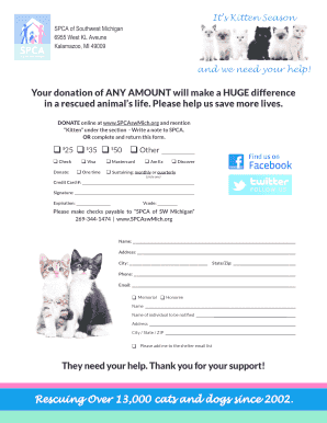 SPCA of SW Michigan Donation Form