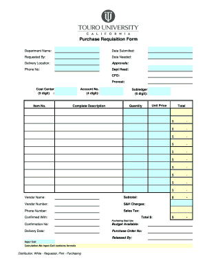 Purchase Requisition Form