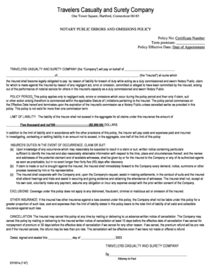 Notary Public Errors and Omissions Policy