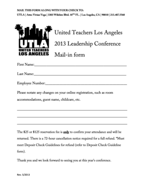 UTLA Leadership Conference Mail-in Form