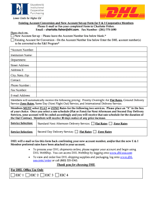DHL E&I Cooperative Account Setup Form