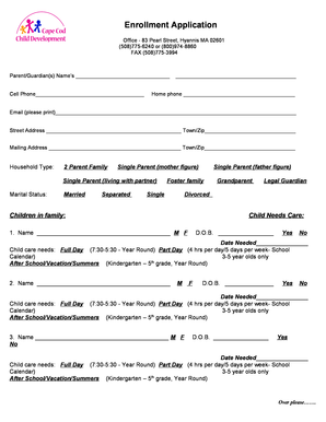 Child Care Enrollment Application