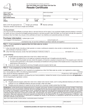 New York State Resale Certificate ST-120