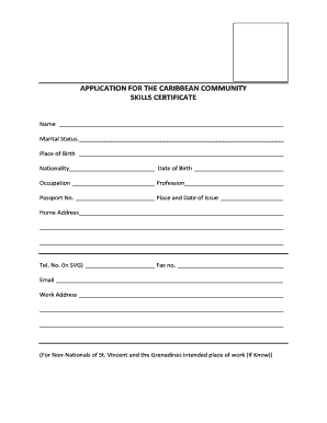 Caribbean Community Skills Certificate Application