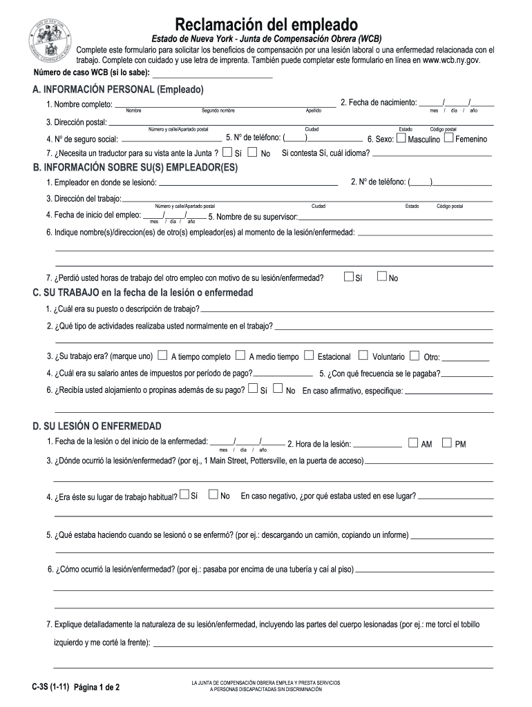 Fillable Online A) an Employee Claim form; Workers' Comp Hub Fax Email Print pdfFiller