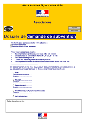 Dossier de demande de subvention