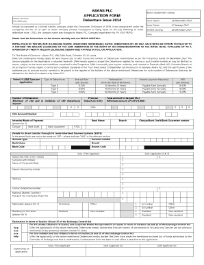 Abans PLC Debenture Application Form