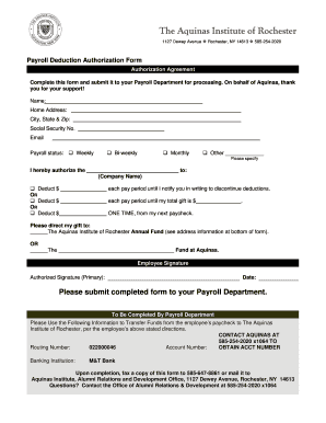 Payroll Deduction Authorization Form
