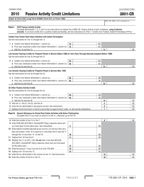 California Passive Activity Credit Form 3801-CR