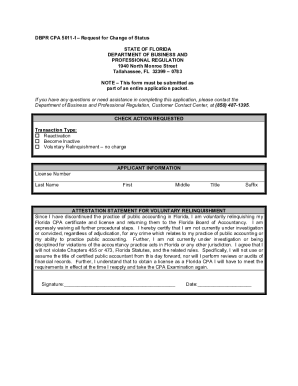 Florida CPA Status Change Request