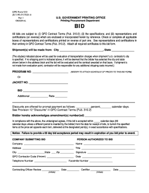 GPO Form 910 Bid Form