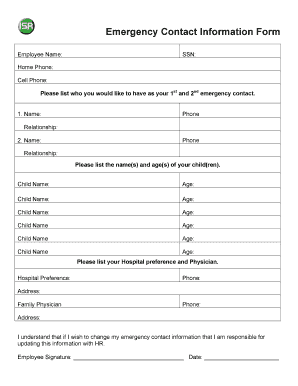 Emergency Contact Information Form