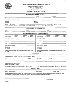 Illinois Certificate of Adoption