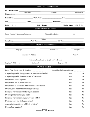 Patient Information and Medical History Form