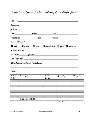 American Cancer Society Holiday Card Order Form