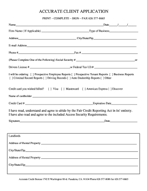 Accurate Client Application Form