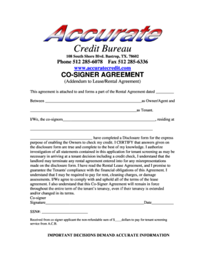 Co-Signer Agreement for Lease