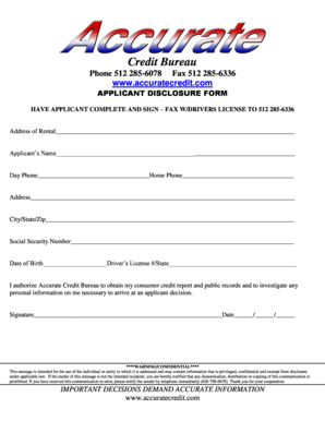 Applicant Disclosure Form