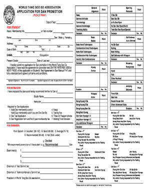 World Tang Soo Do Dan Promotion Application