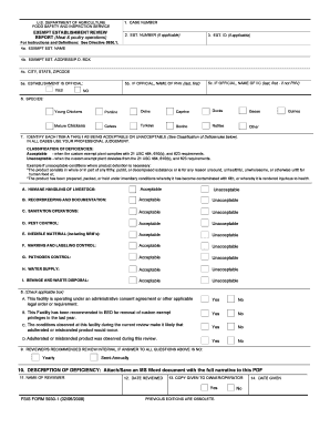 USDA Exempt Establishment Review Report