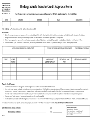 Undergraduate Transfer Credit Approval Form