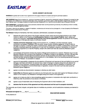 Telecommunications Service Waiver and Release