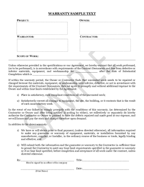 Construction Work Warranty Agreement
